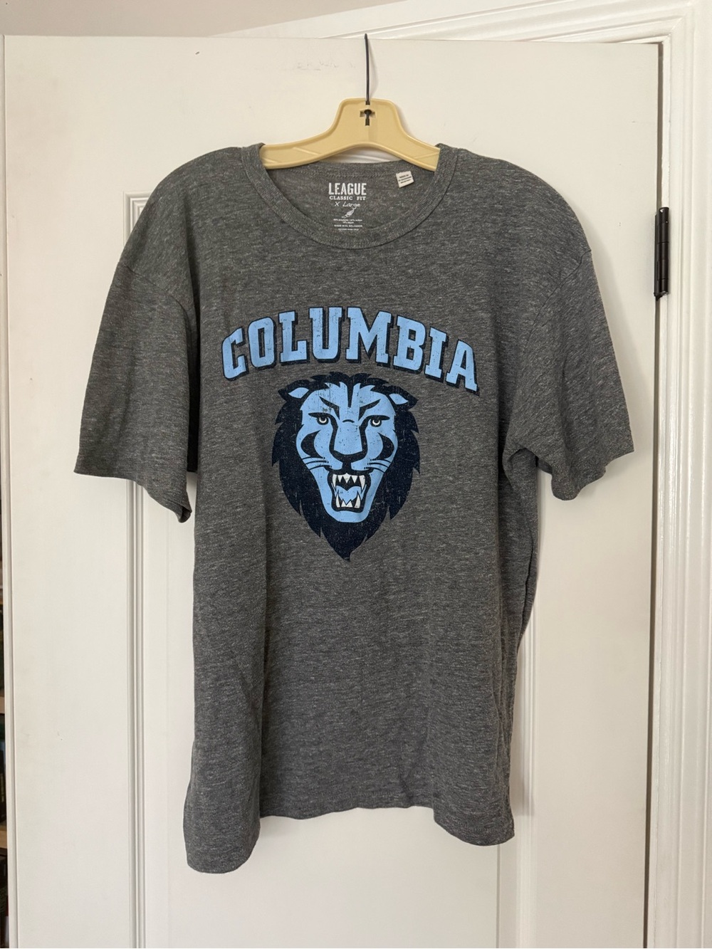 League Gray Columbia Graphic Tee with Light Blue & Navy Lion